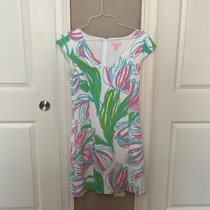 Lilly Pulitzer White Dress with Pink and Green Floral Print